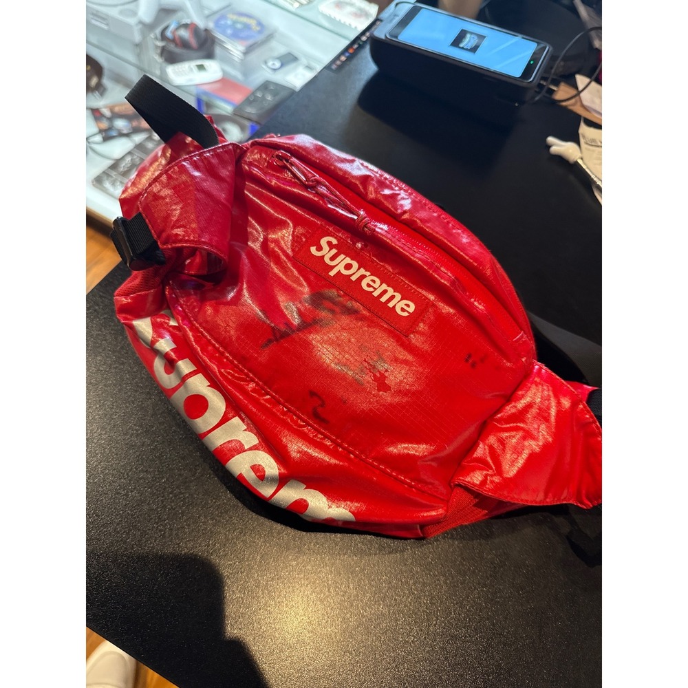 Supreme FW17 Waist Bag Red Ripstop Nylon Box Logo Fanny Pack Hip Bag Streetwear - Picture 2 of 5
